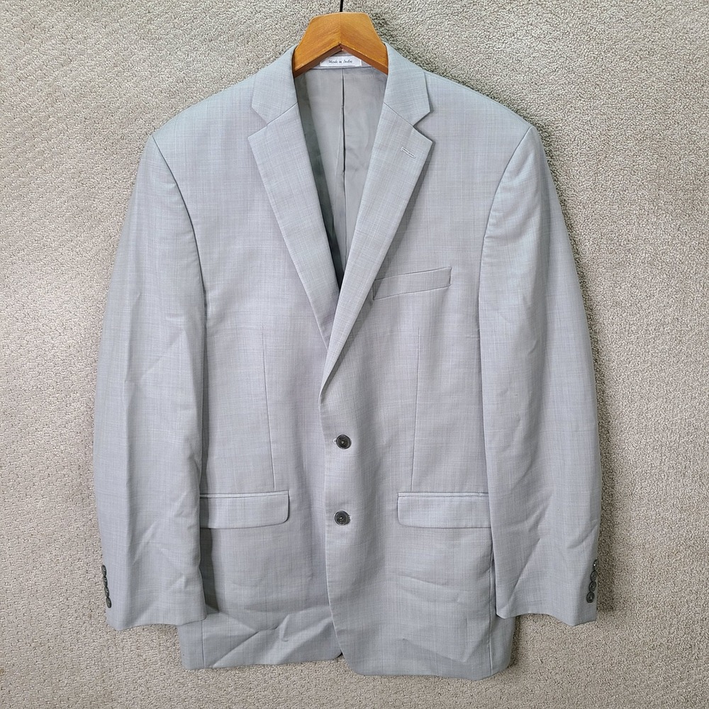 Calvin Klein Jacket Mens 42L Gray Blazer Two Button Wool Suit Coat Formal Office